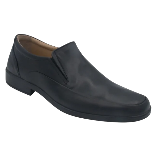 Esse Comfort Men's Leather Lightweight Moc Toe Slip-On - Black