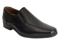 Wizfort Black Slip On Shoes, Leather Sole Loafers for Men